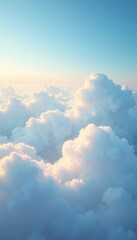 A vast expanse of soft white clouds fills the morning sky, white, landscape