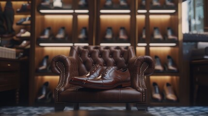 Brown Leather Oxfords on a Leather Chair