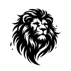 lion head with flowing mane silhouette vector black shape