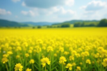 Soft focus on a sea of yellow rapeseed blooms, landscape, nature, flowers