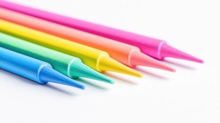 Fototapeta premium Pastel Rainbow Crayons on White Background