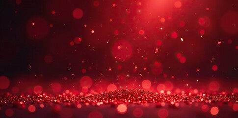 Sparkling red glitter dust falls gently in mid-air, glittery, festive, sparkly