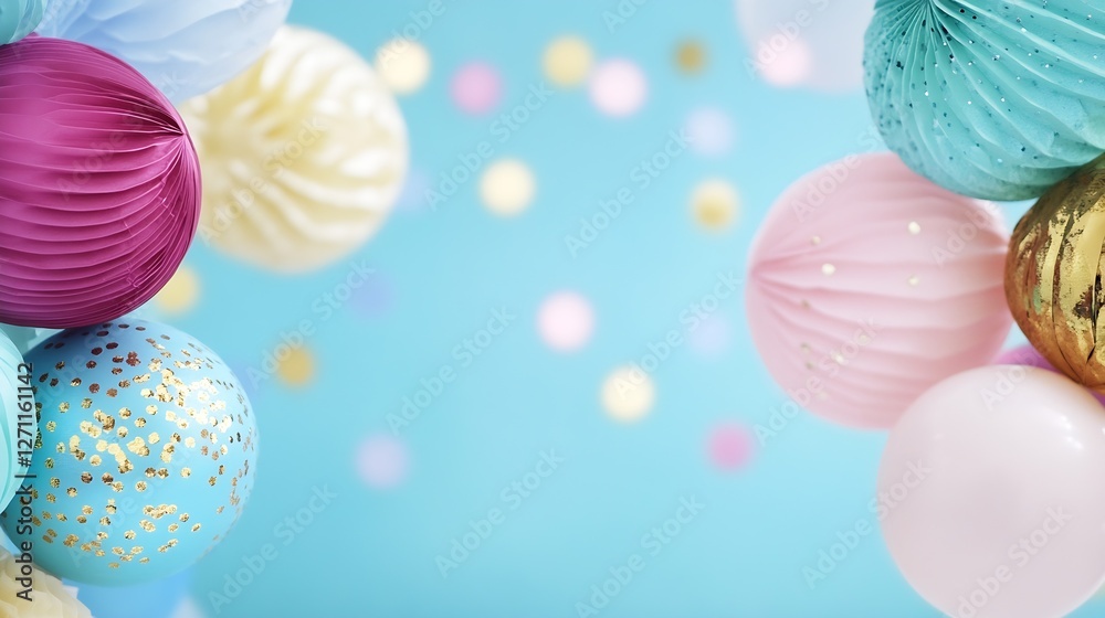 Aufkleber colorful festive balloons and decorative elements creating a joyful celebration backdrop : generativ