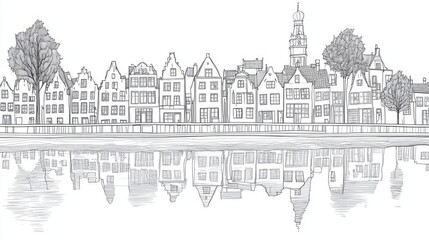 Fototapeta premium A scenic view of a city along the waterfront with buildings and boats