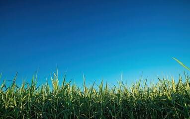 Obraz premium A field of sugarcane under a clear blue sky
