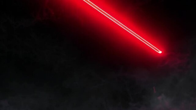 crimson red laser beam piercing through dark void &ndash; dramatic light and shadow interplay