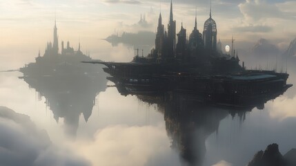 Naklejka premium floating cities that are entirely self-sustaining and carbon neutral.