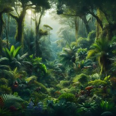 Jungle Path in Dense Greenery	