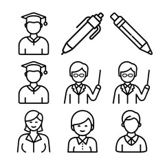 Set of Education school and Science Icons Education and Achievement Icons Education and Teaching Icons  © Radha