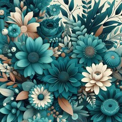 Digital Art – Blue Floral Arrangement	
