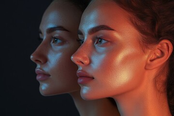 Radiant Beauty: Close-up Portrait of Two Women