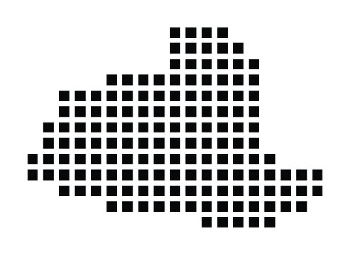 Symbol Map of the City Drancy (France) showing the city with a pattern of just a few black squares
