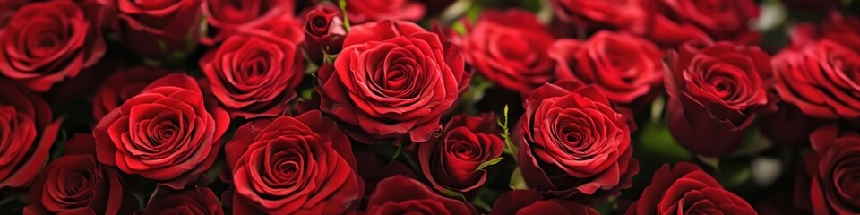 Fototapeta premium A bouquet of red roses arranged in a decorative vase
