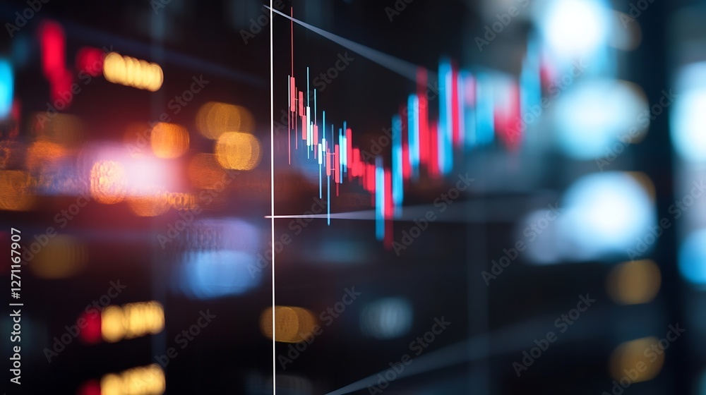 Leinwandbilder dynamic stock market graph showing fluctuations and data visualization on screen : generative ai