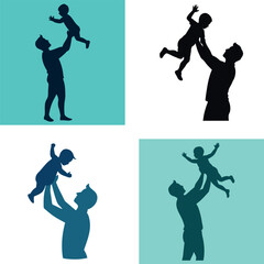 Obraz premium a father lifting his child in the air, heartwarming family moment, perfect for Father's Day designs, crisp vector art