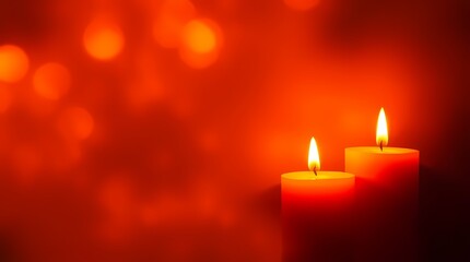 Warm Candlelight Glow with Bokeh in Red Tones