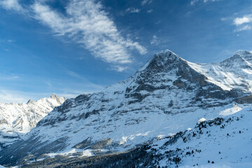 Obraz premium Eiger North Face Mountain in Winter. Swiss Alps. Switzerland