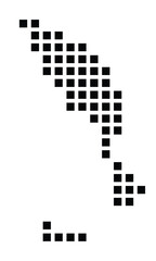 Symbol Map of the City Pointe-a-Pitre (France) showing the city with a pattern of just a few black squares