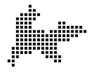Symbol Map of the City Poitiers (France) showing the city with a pattern of just a few black squares
