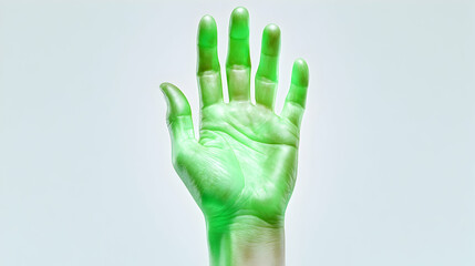 Obraz premium Green hand raised in studio. A possible conceptual image for environment