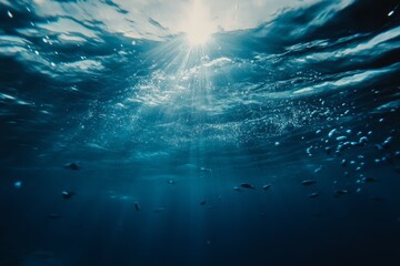 Vivid ocean waves under sunlight. Artificial Intelligence