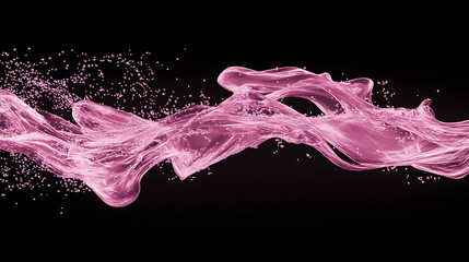 Abstract Pink Ribbon and Particle Stream on a Black Background Design Element Modern Art