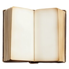 The image shows an open book with blank pages. 