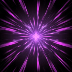Abstract Purple Light Streaks Radiating From Central Point Bursting with Color and Radiant Glow