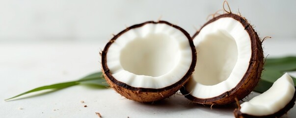Raw coconut with selected white coconut flesh removed, white, select, clean