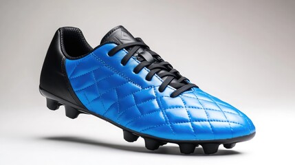 Blue and Black Soccer Cleats with Quilted Design