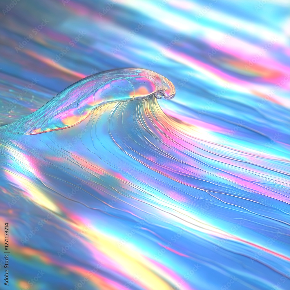 Aufkleber An image with abstract lines of fluid matter shimmering with gold, aquamarine and fuchsia tones. The composition creates an atmosphere of modern design with a light dynamic