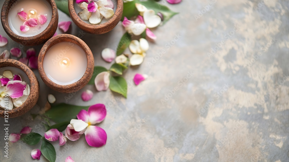 Fototapete elegant candles surrounded by fresh petals creating a serene and calming atmosphere for relaxation a