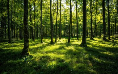 Naklejka premium A lush green forest untouched by humans, full of vibrant life