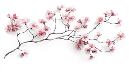 Watercolor Cherry blossom blooming flower,Sakura tree or forest side view,Cherry tree spring flower background,elements for environment and garden,botanical in spring season.