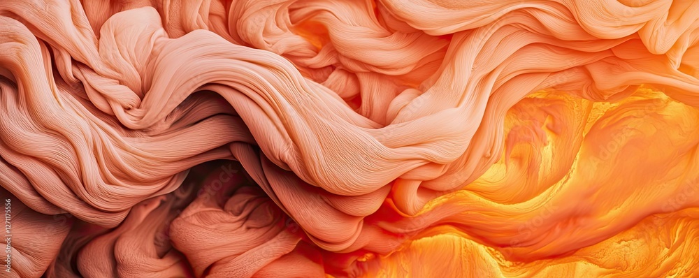 Poster volcanic landscapes concept. abstract swirling textures in warm peach and orange tones, creating a d