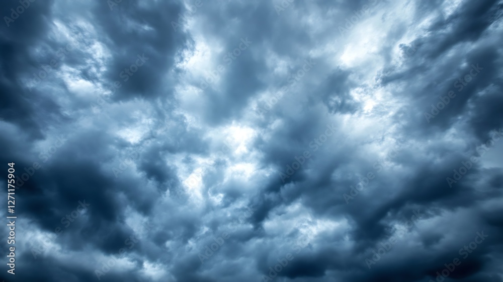 Poster Dynamic sky filled with dark storm clouds creating an intense atmosphere before a possible downpour : Generative AI