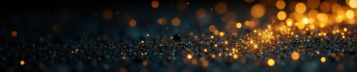 Naklejka premium Golden threads scattered on a dark background, golden, threads