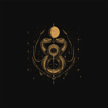 Mythical Snake design vector template illustration