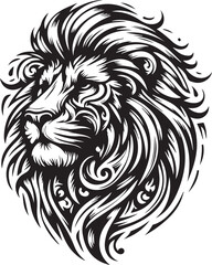 sketch of a tribal lion tattoo. lion king logo. vector drawing graceful and graceful king of beasts lion