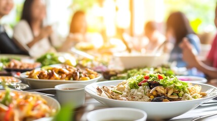 Obraz premium Delicious Array of Colorful Dishes on a Table Filled with Fresh Ingredients : Generative AI