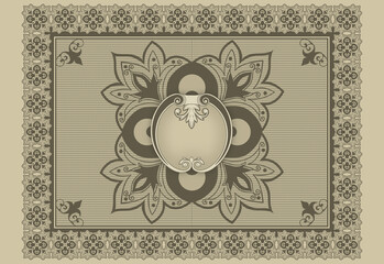 Decorative vintage background with elegant ornamental border and patterns.