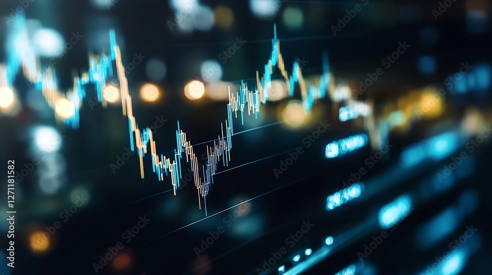 Leinwandbilder Dynamic financial trading graph showing fluctuating stock prices and investment trends in digital format : Generative AI