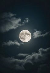 Majestic Moonlit Night, A Celestial Dance Among Billowing Clouds