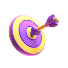 3D Success Target Icon - Purple and Yellow