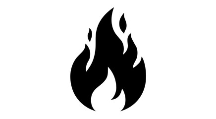 Fire, flame, bonfire. Flame fire icon, abstract style on white background. Flat burn fire symbol, bonfire sign, flame campfire emoji. Camping fireball minimal graphic style. Vector Illustration