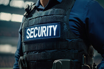 Safety officer wearing in uniform with inscription SECURITY