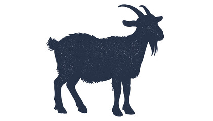 Goat. Hand drawn silhouette. Vintage retro print, black white goat drawing, sketch ink pencil draw style. Sketch artwork silhouette goat. Side view profile goat. Vector Illustration