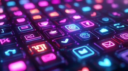 Neon Social Media Interface: A Futuristic Digital Landscape