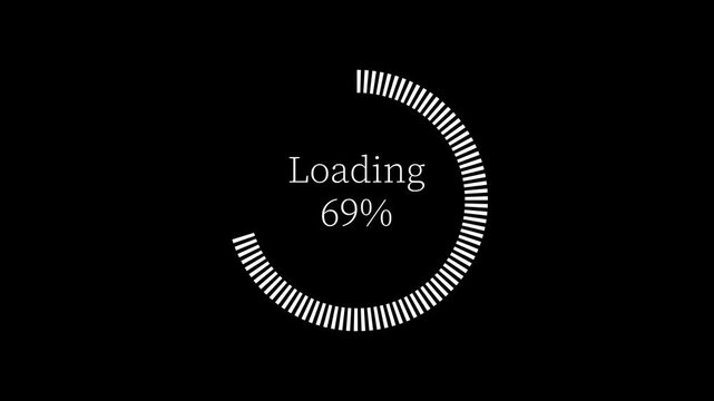 Download progress bar pending circle icon animation Isolated on Black Background