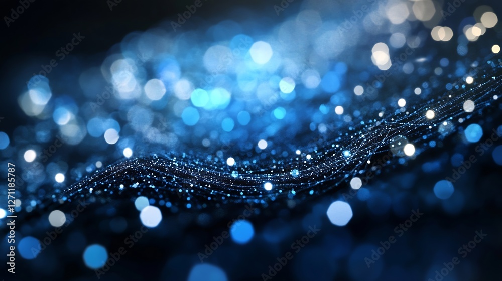 Leinwandbilder Stunning abstract shot of glowing blue particles shimmered in waves creating a mesmerizing light effect : Generative AI